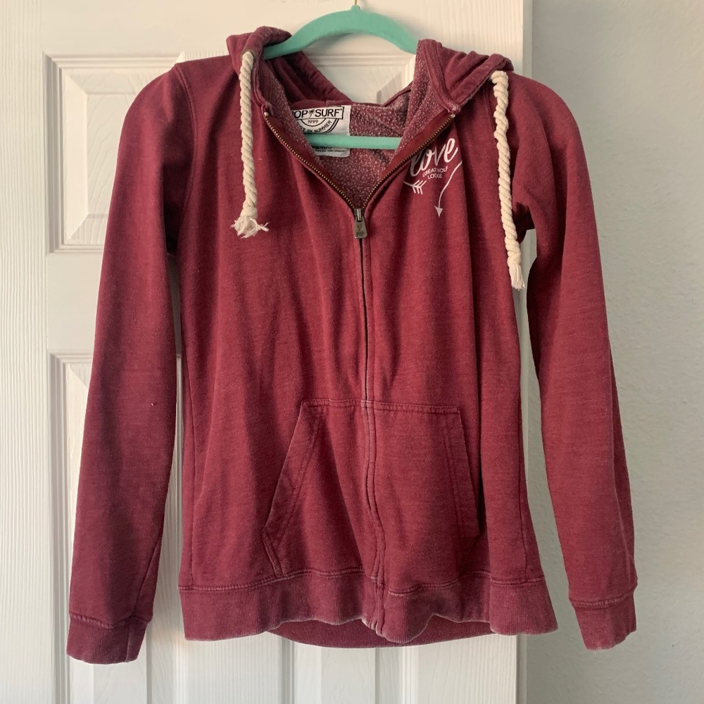 Burgundy zip up hoodie